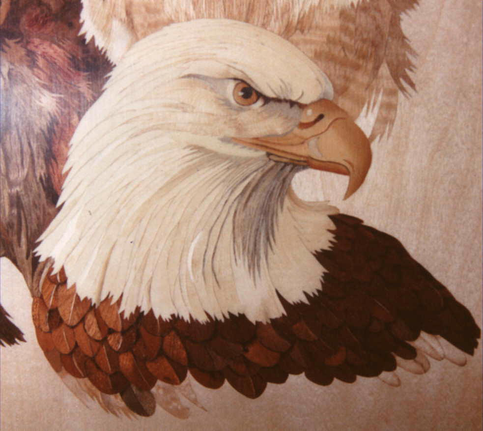 Detail from 'One Spirit' by John Jeggo marquetry picture